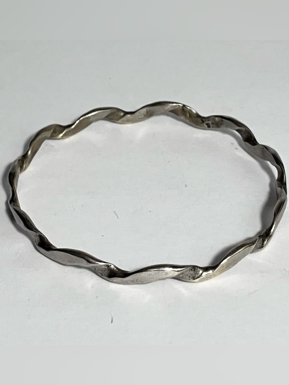 STERLING SILVER Bangle Bracelet / Marked 925 / HAND SHAPED Waves / 12.5 Grams